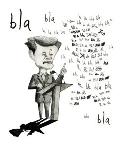 dibujo hombre dando discurso autoritario