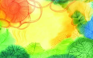 dibujo luminoso con vegetación y flores